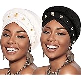 African Women Turban Caps Pre-Tied Twisted Turbans Head Scarf for Women Hair Wraps Cover Beanie Cancer Chemo Headwear