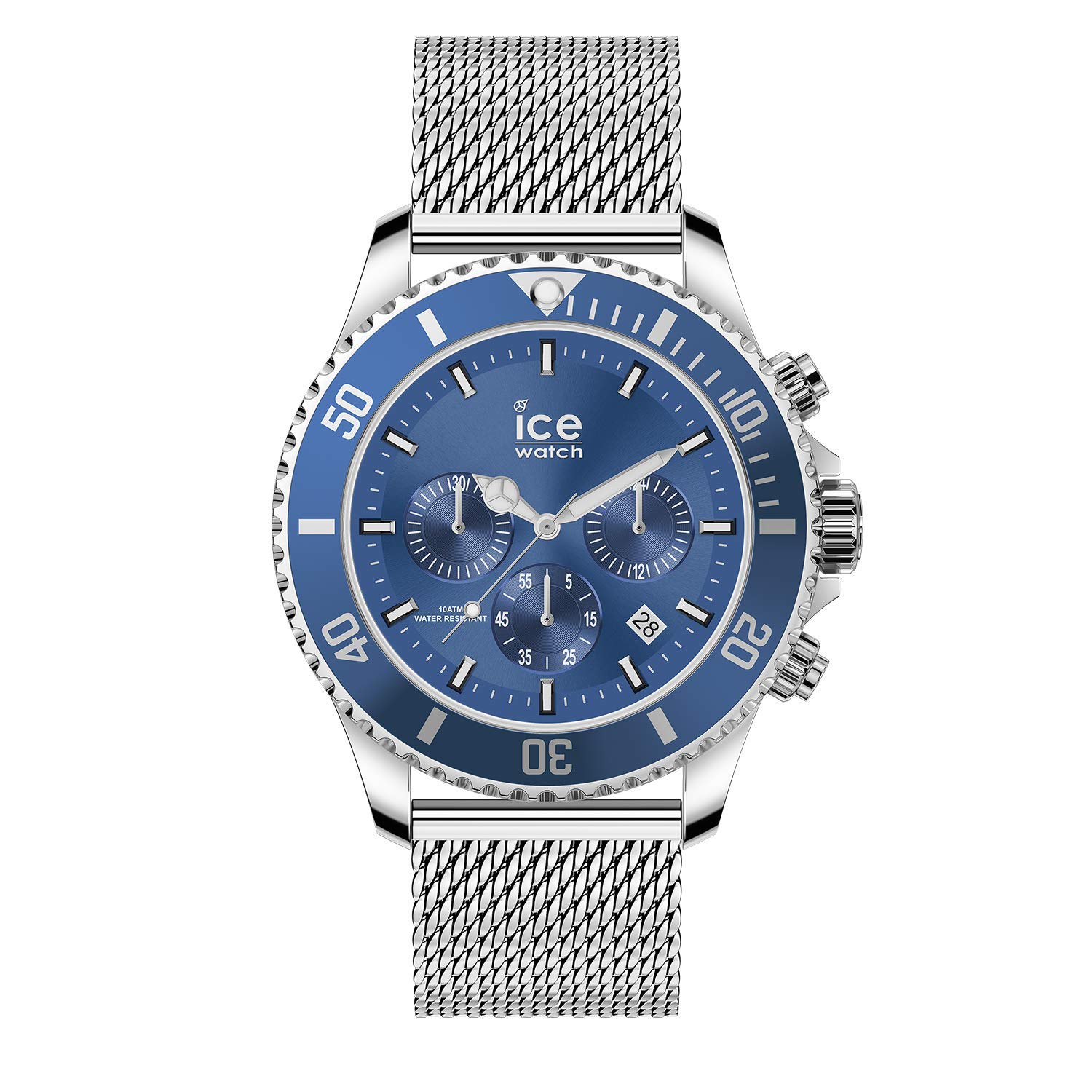 ICE-WATCH - ICE steel Mesh blue Chrono - Men's wristwatch with metal strap - Chrono - 017668 (Large)