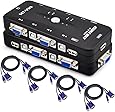 iKKEGOL 4-Port Monitor VGA SVGA USB 2.0 KVM Switch w/4 Cables Mouse Keyboard Video KVM Switch Kit