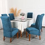 CMAKER Velvet Dining Chair Covers Set of 2 Teal Stretch Slipcover XL High Back view 2