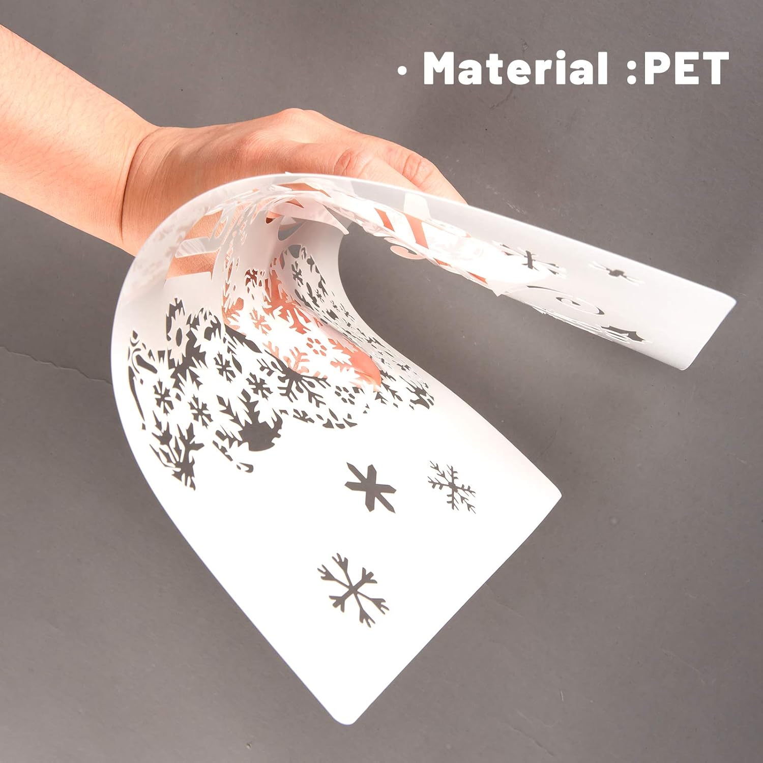 Whaline Christmas Stencils Set of 6 Reusable Plastic Craft Stencils for Crafts and Christmas Painting - Snowflake Design (White) - Image 4