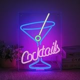 LUCUNSTAR Cocktails Neon Sign, LED Sign Cocktail