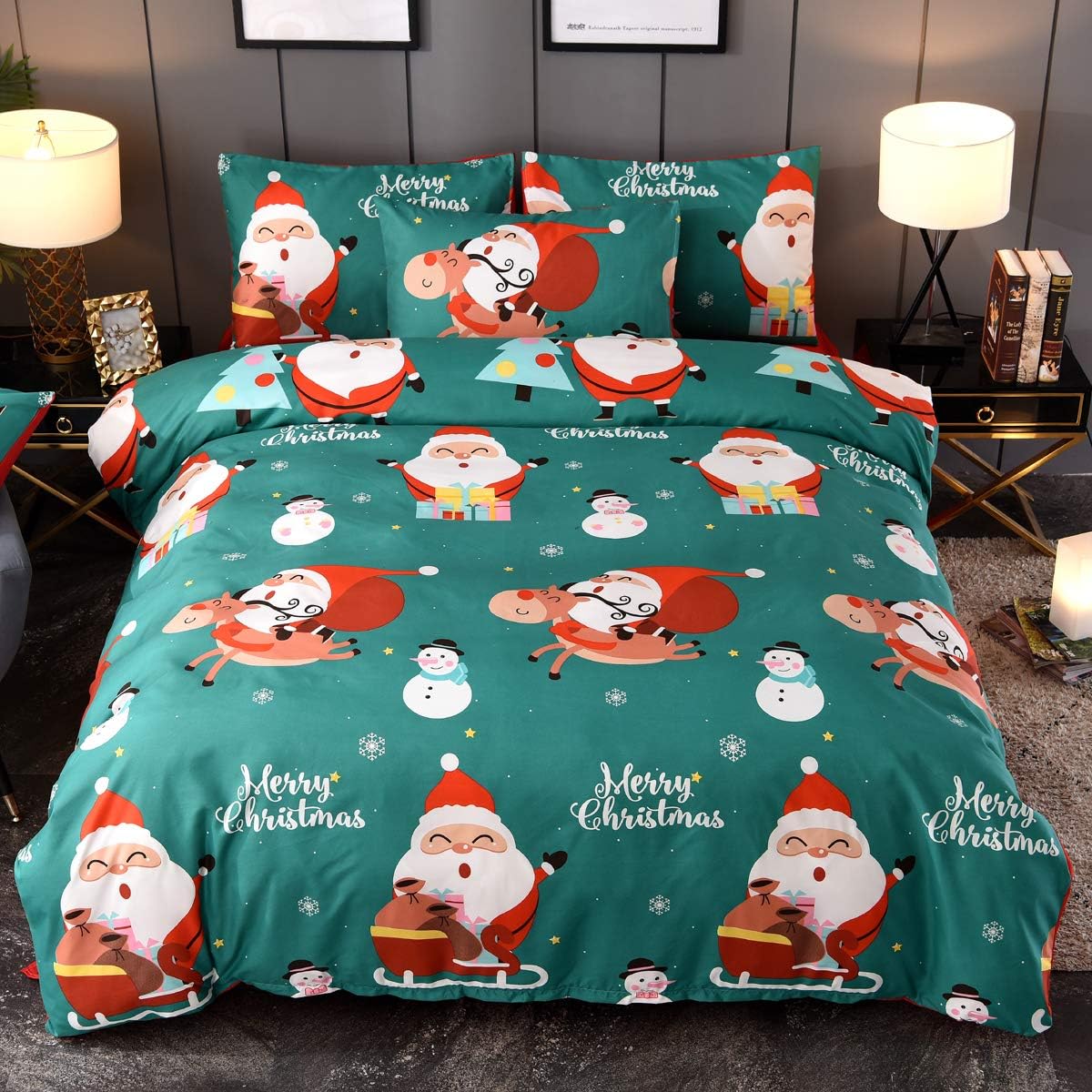 amazon-mengersi-christmas-deer-bedding-pillowcase-duvet-cover-set
