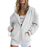 EFAN Women's Drawstring Zip Up Cute Hoodies Fall Jacket Oversized Casual Sweatshirts with Pocket