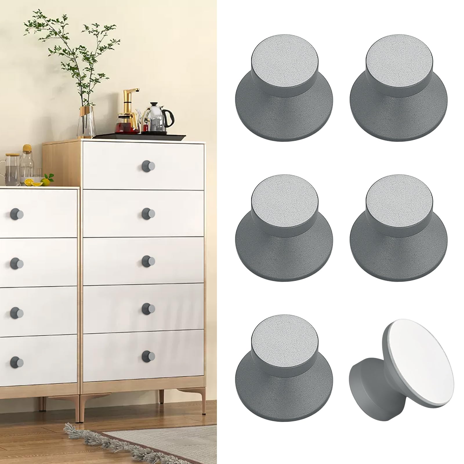 grey knobs for dresser HANIHUA 10 Pack Grey Cabinet Knobs Dresser Knobs, Solid Kitchen Cabinet  Knobs Drawer Knobs, Metal Grey Knob for Cabinets and Drawers