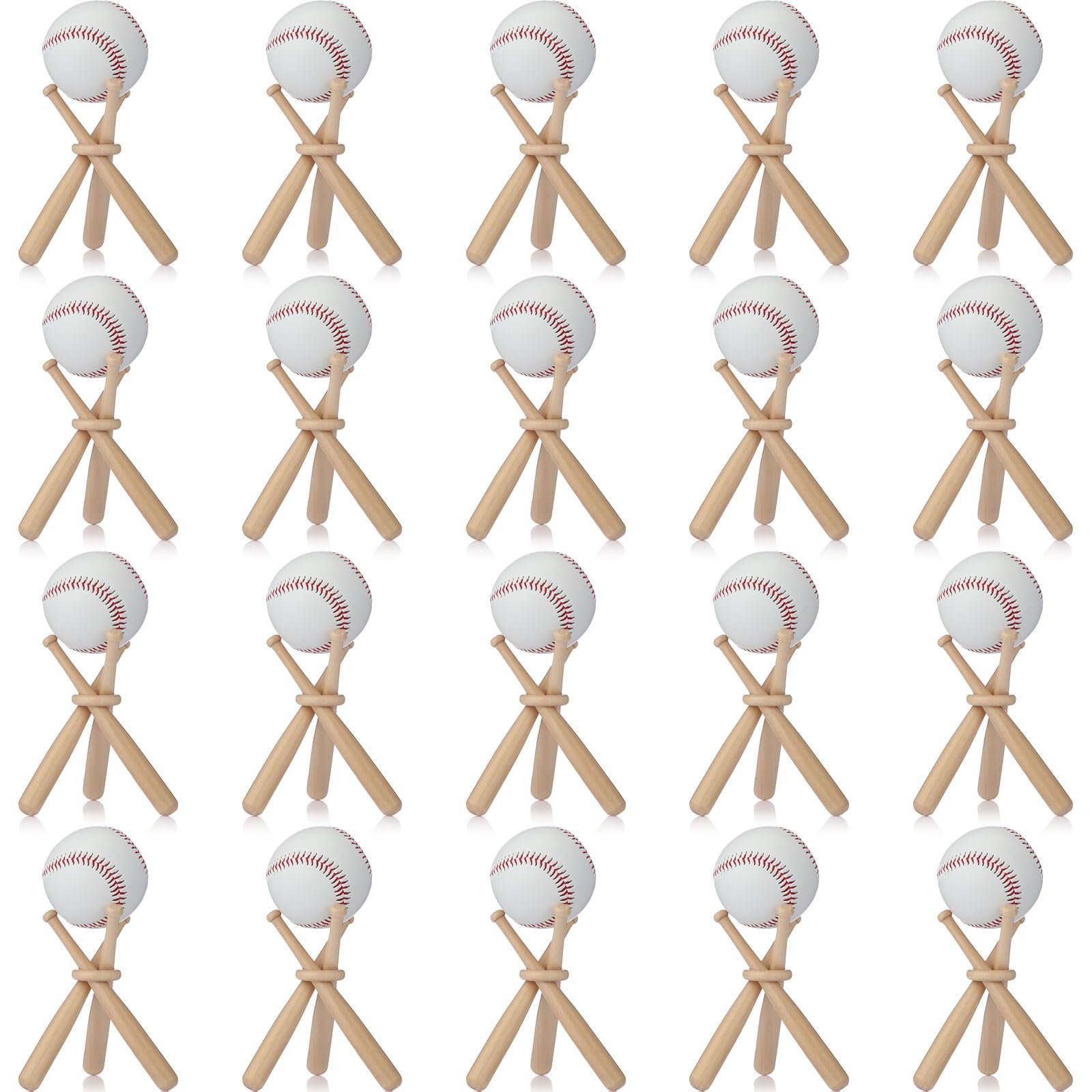 Photo 1 of Mudder 20 Pack Baseball Stand Baseball Holders Balls Display Wooden Display Stand Holder Centerpieces for Tables for Sports Lover