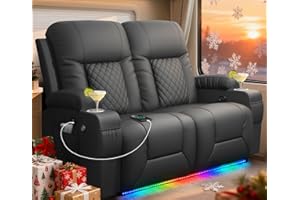 MOSGAT RV Loveseat Recliner Sofa, Reclining Loveseat Wall Hugger Recliners with USB Ports, Cup Holders, Insert Pockets, RV Recliners for Travel Trailers & Living Room, RV Furniture | RV Couch | Gray