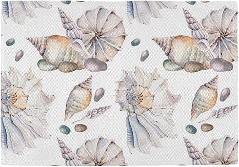 Amazon Co Jp 航海 で夏らし 水彩画 ビーチ 貝殻 おしゃれ 6枚セットランチョンマット プレースマット テーブルランチマット撥水 防汚 断熱 丸洗い 滑り止め 食卓飾り 雰囲気 家庭 レストラン用 Home Kitchen