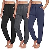 LessonZoo 3 Pack Girl's Lounge Joggers Soft Lightweight Sweatpants Elastic Waist Jogger Pants Active Pants with Pockets