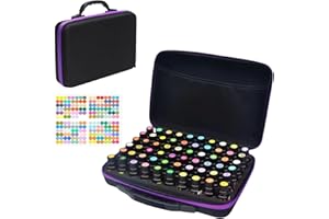 BLIRITEL 60 Bottles EVA Essential Oils Organizer, Hard Shell Essential Oil Storage Carrying Case, Essential Oils Holder Traveling Bag with Foam Insert, Holds 5ml,10ml,15ml Essential Oils (Purple)
