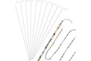 CHARONLE HUSUM 10 Pieces 6 Inches Curved Beading Needle Stainless Bead Spinner Needle String Bead Needle for Spin and String Bead (Silver-10pcs)