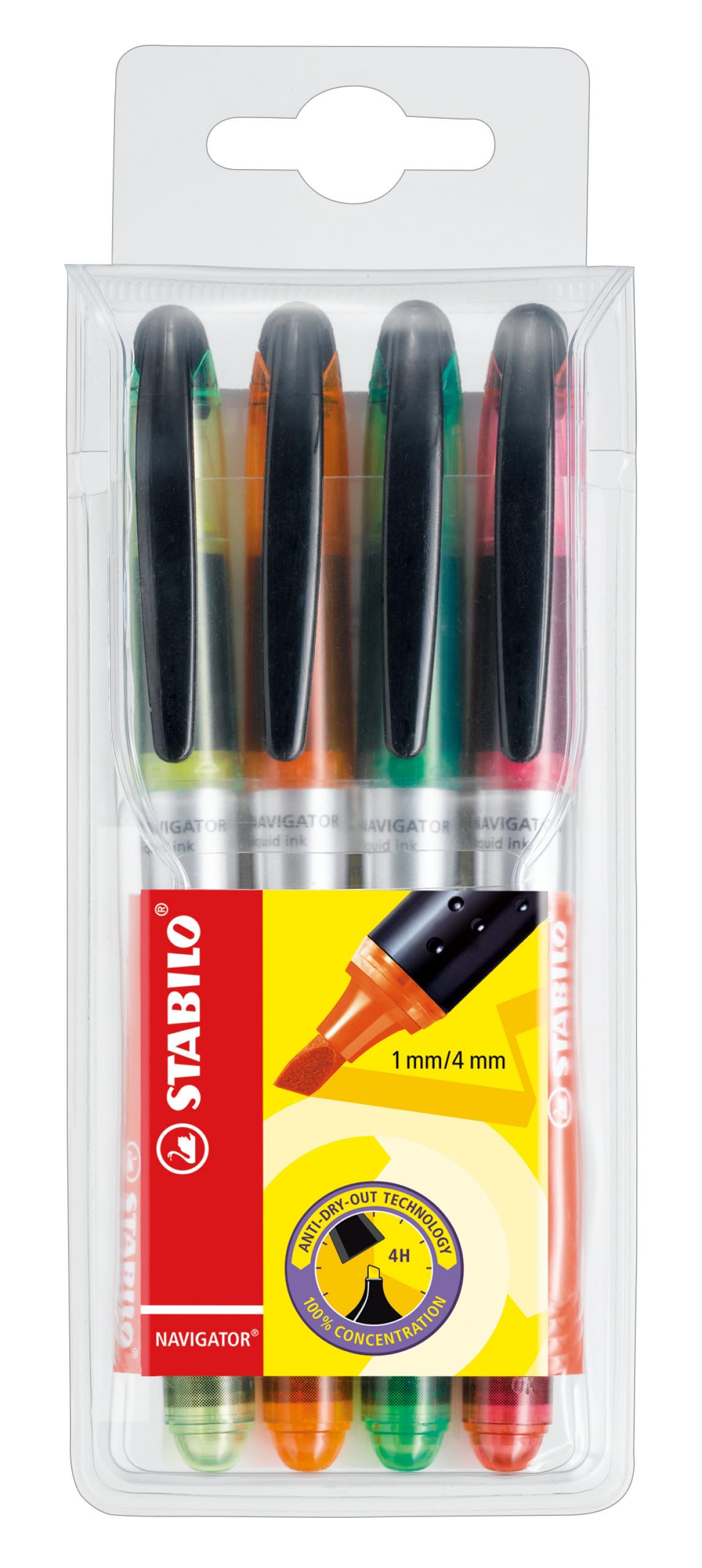 STABILO Highlighter NAVIGATOR - Wallet of 4 - Assorted Colours
