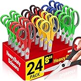 BURVAGY 24 Pack 8" Scissors All Purpose, Heavy Duty Scissors for Office | Scissors Bulk Multipurpose Comfort-Grip Sharp Adult Office Scissors Set Sewing Fabric Stainless Steel Blades, Right/Left Hand