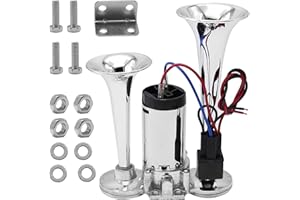 NIKUJUGA 600DB Super Loud Car Electric Horn 12V Dual Trumpets Air Horn Kit with Compressor Unit for Truck Boat Train Speaker