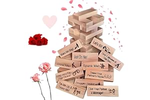 MYTOAU 48Pcs Wooden Block Tower Game for Adults,Naughty Block Game,Lust Tower,Wooden Fun Stacking Game,Couples Stacking Block