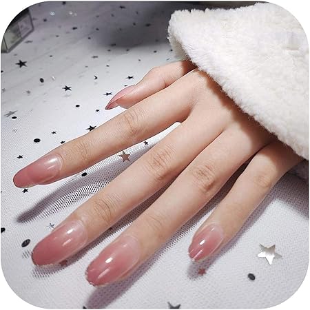 Amazon サマーネイルステッカー24ピース女の子夏休みグラデーションブルーフェイクネイル甘いショートスクエアネイル アートのヒントで接着剤女性スムーズフェイクネイルプレスオン Styles 14 Star Harbor Shapers ビューティー 通販