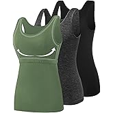 Vislivin Cotton Tank Tops with Shelf Bra for Women Stretch Tanks Wide Strap Undershirts