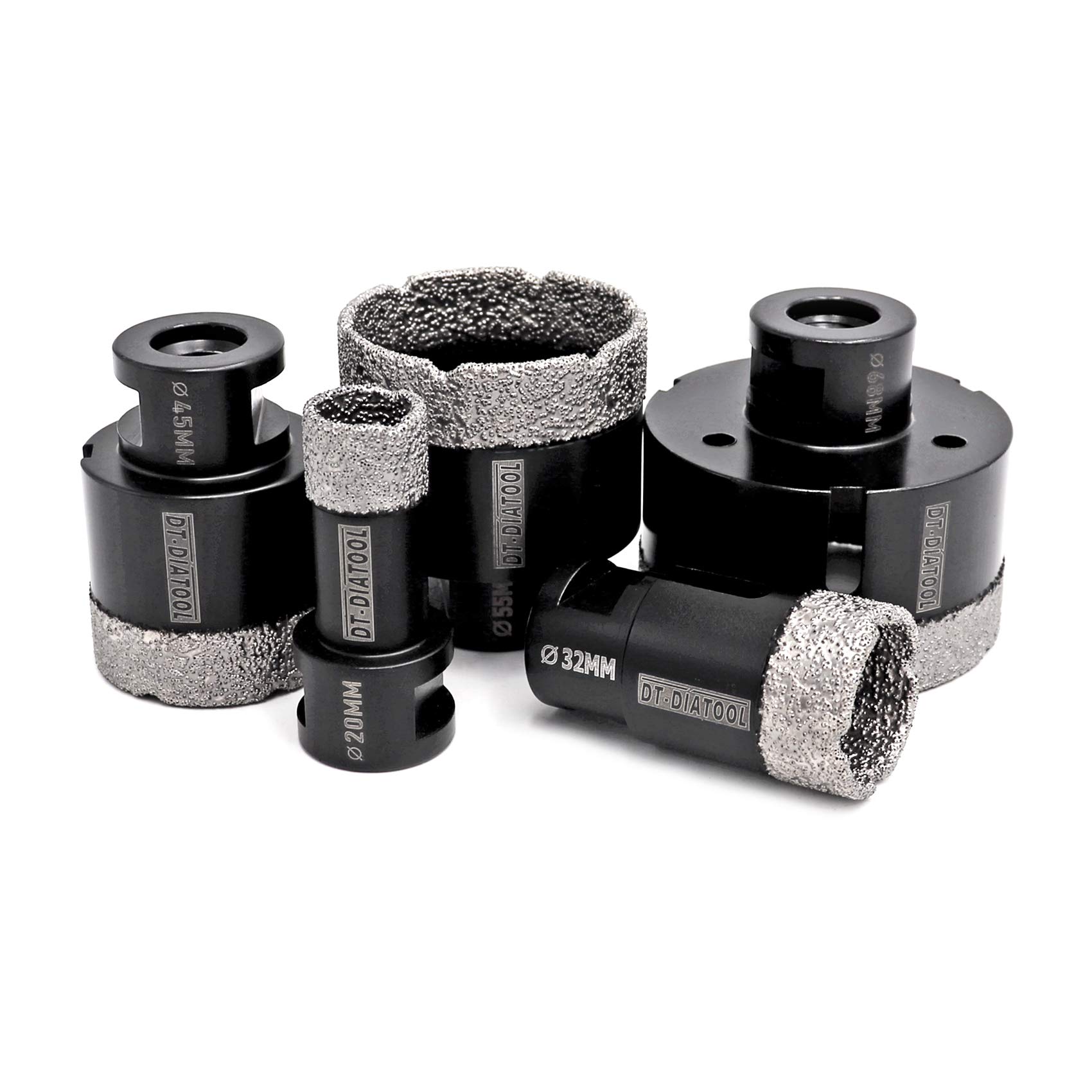 DT-DIATOOL Diamond Drill Bit Set 20/32/45/55/68mm Hole Saw for Dry Drilling Tile Porcelain Marble Ceramic Granite