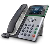 Poly Edge E350 IP Desk Phones (Plantronics + Polycom) &ndash; Easy to Install with Included Wi-Fi &ndash; 8-line Keys Supporting up to 32 Lines - Integrated Bluetooth for Mobile Phone and Headset Pairing