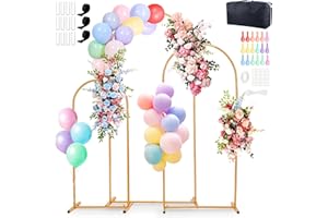 MEICHYUN Wedding Arch Backdrop Stand 7.2FT, 6.6FT, 6FT Set of 3, Gold Arch Stand, Metal Arch Backdrop Stand for Wedding Ceremony, Baby Shower, Birthday Party, Christmas Party