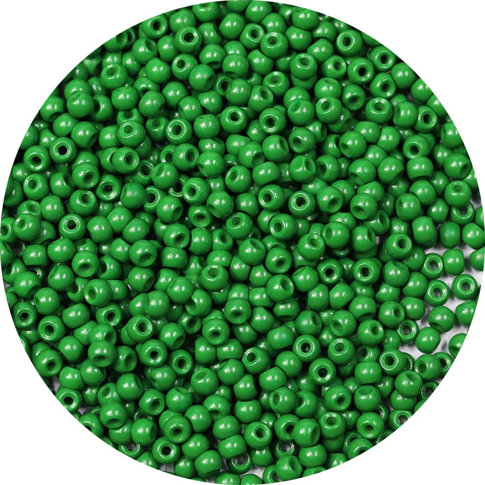 Bala&Fillic Size 4mm Green Color Seed Beads 1400pcs/100 Grams, 6/0 Round Glass Craft Beads for Making Jewelry Earring Bracelets Necklace