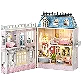 MAGQOO DIY Miniature Dollhouse Kit with Furniture 1:100 Scale Creative Room Mini Wooden Doll House Accessories DIY Miniature House Kit(Grand Hotel)