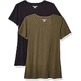 Amazon Essentials Women's Regular-Fit Short-Sleeve T-Shirt (Crewneck and V-Neck Options), Multipacks