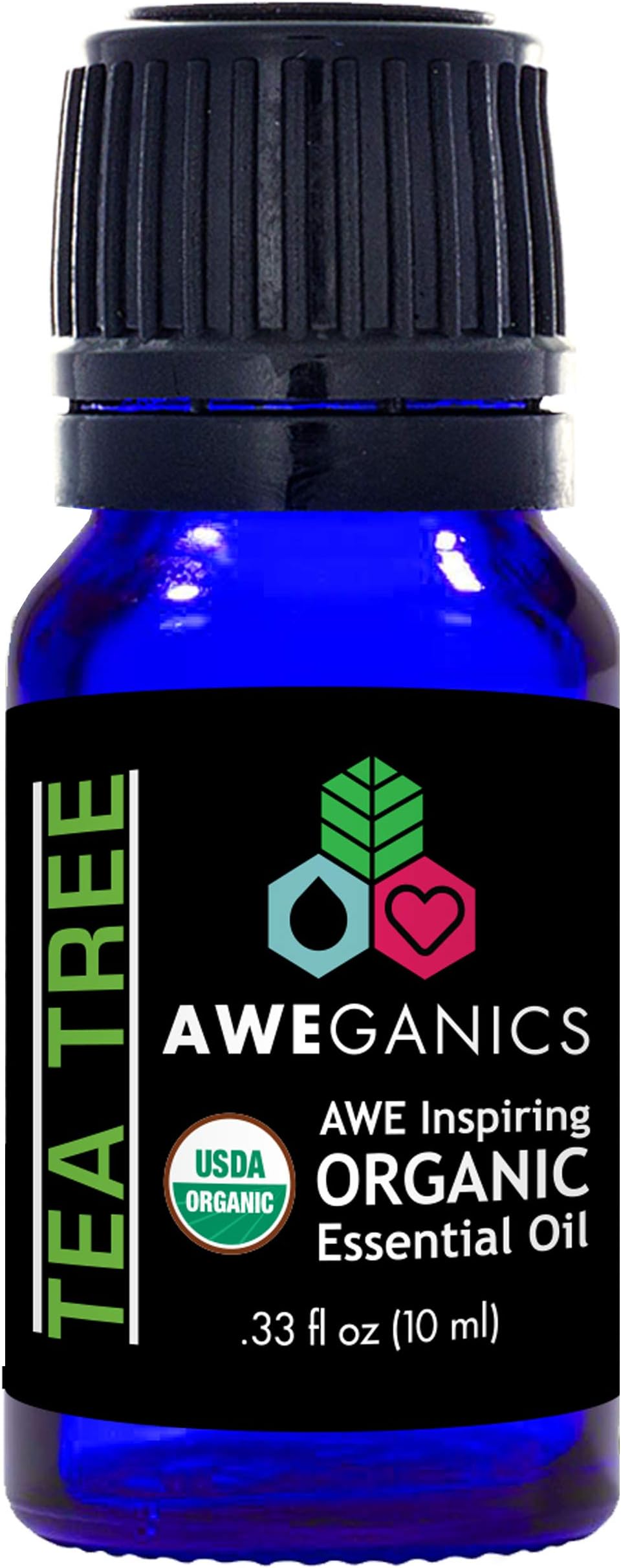 Aweganics Pure Tea Tree Oil USDA Organic Essential Oils, Premium Melaleuca 100% Pure Natural Therapeutic-Grade, Best Aromatherapy Scented-Oils for Diffuser, Acne, Skin, Face, Hair (10 ML) MSRP $14.99