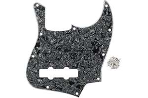 FLEOR 10 Hole J Bass Pickguard Scratch Plate Pick Guards for 4 Strings American/Mexican Standard J Bass Part, 4Ply Black Pearl