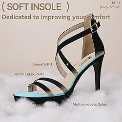 IDIFU Black Strappy High Heels - Platform, Stiletto