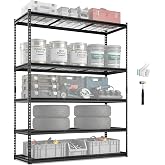 VEVOR Storage Shelving Unit 5-Tier Adjustable 2000 lbs Capacity 60"x24"x78" | Heavy Duty Garage Shelves Metal Organizer Wire Rack, for Kitchen Pantry Basement Bathroom Laundry Closet, Black
