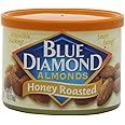 Blue Diamond Almonds Honey Roasted Snack Nuts, 6 Oz Resealable Cans (Pack of 12)