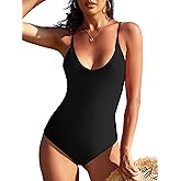 Sexy One Piece Swimsuit for Women V Neck Bathing Suit Sexy Open Back High Cut Swimwear Black X-Large