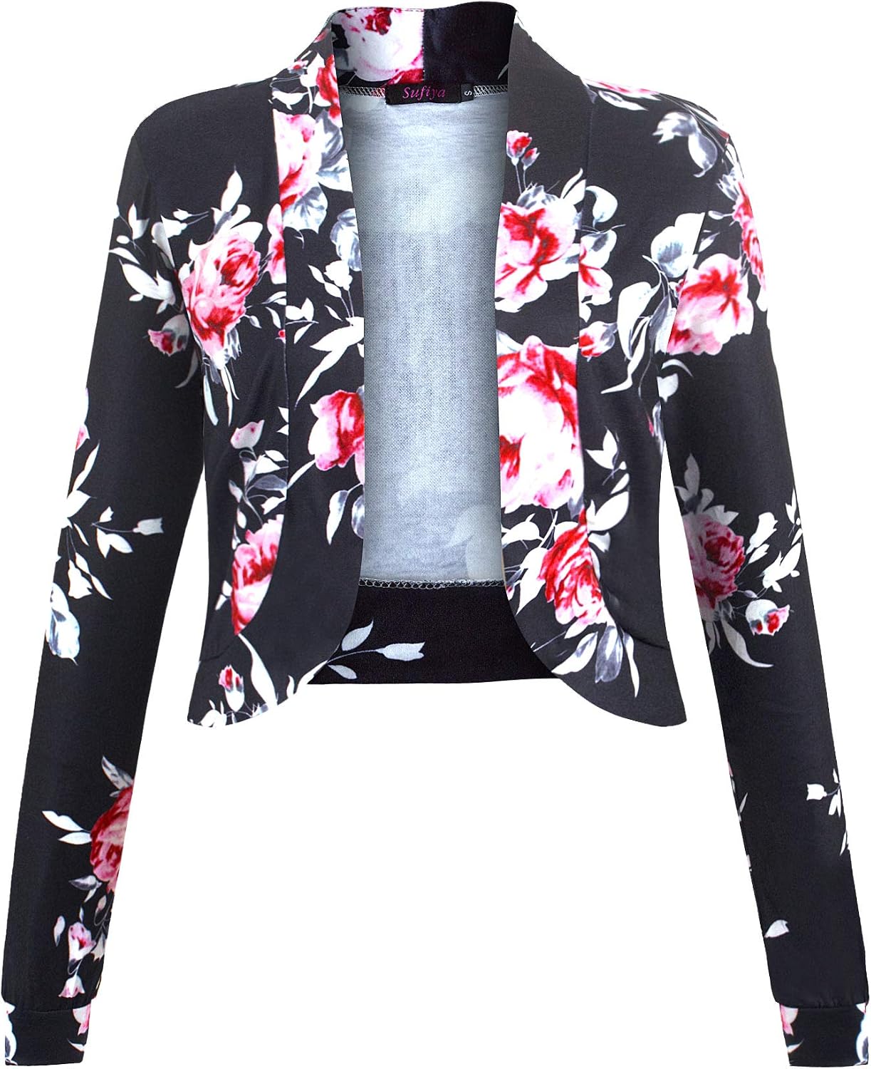 Floral Printed Long Sleeves Crop Open Front Shrug