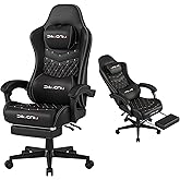 MINOMAC Gaming Chair,Ergonomic Computer Gaming Chair,400lb Load-Bearing,Retractable Footrest/Waist Support/Ergonomic Backrest[Spring + 4D Sponge] (Black)