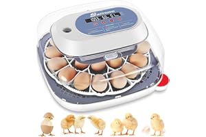 Sailnovo 24 Egg Incubators for Hatching Eggs, 4 Modes Egg Incubator with Automatic Egg Turning and Humidity Display, Egg Candler - 360° View with Clear Window Incubators for Hatching Chicks, Blue