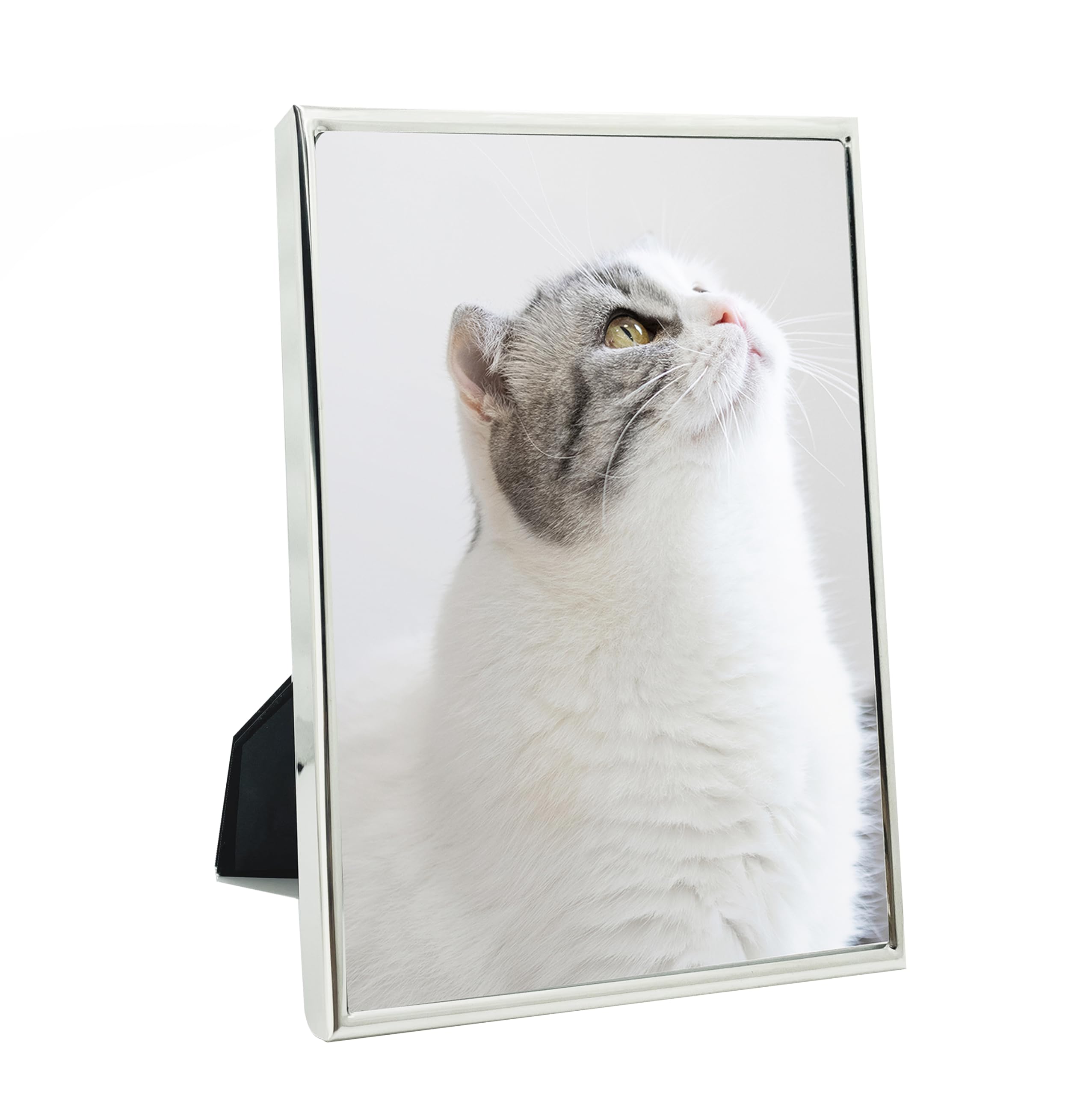 Photo 1 of (USED/FAIR) (BAGGED) DECANIT 3.5x5 Picture Frame Metal, Thin Profile Photo Frame 3.5 by 5 Inch, Display for Wall or Tabletop,Silver