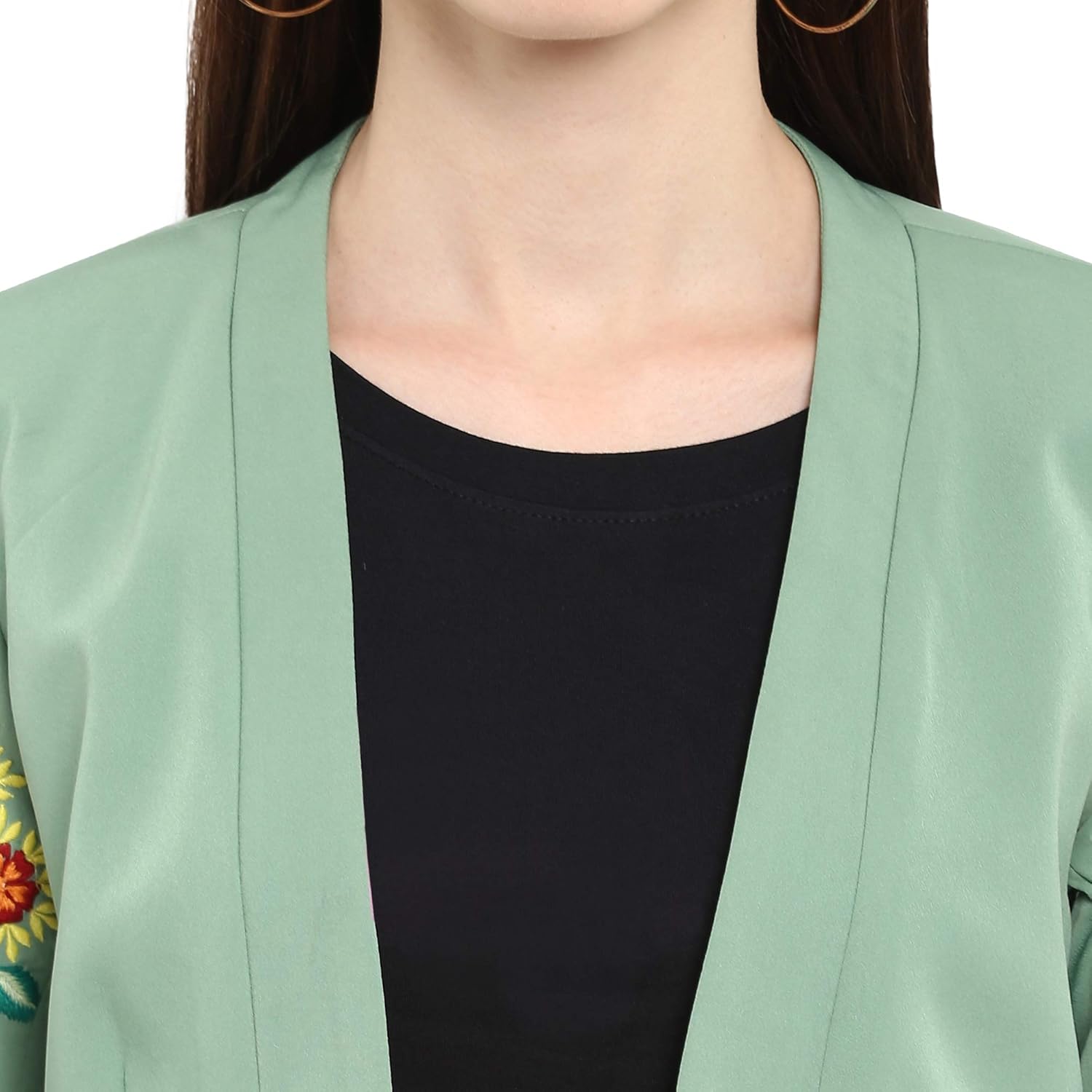 pannkh women's pastel green embroidered blazer