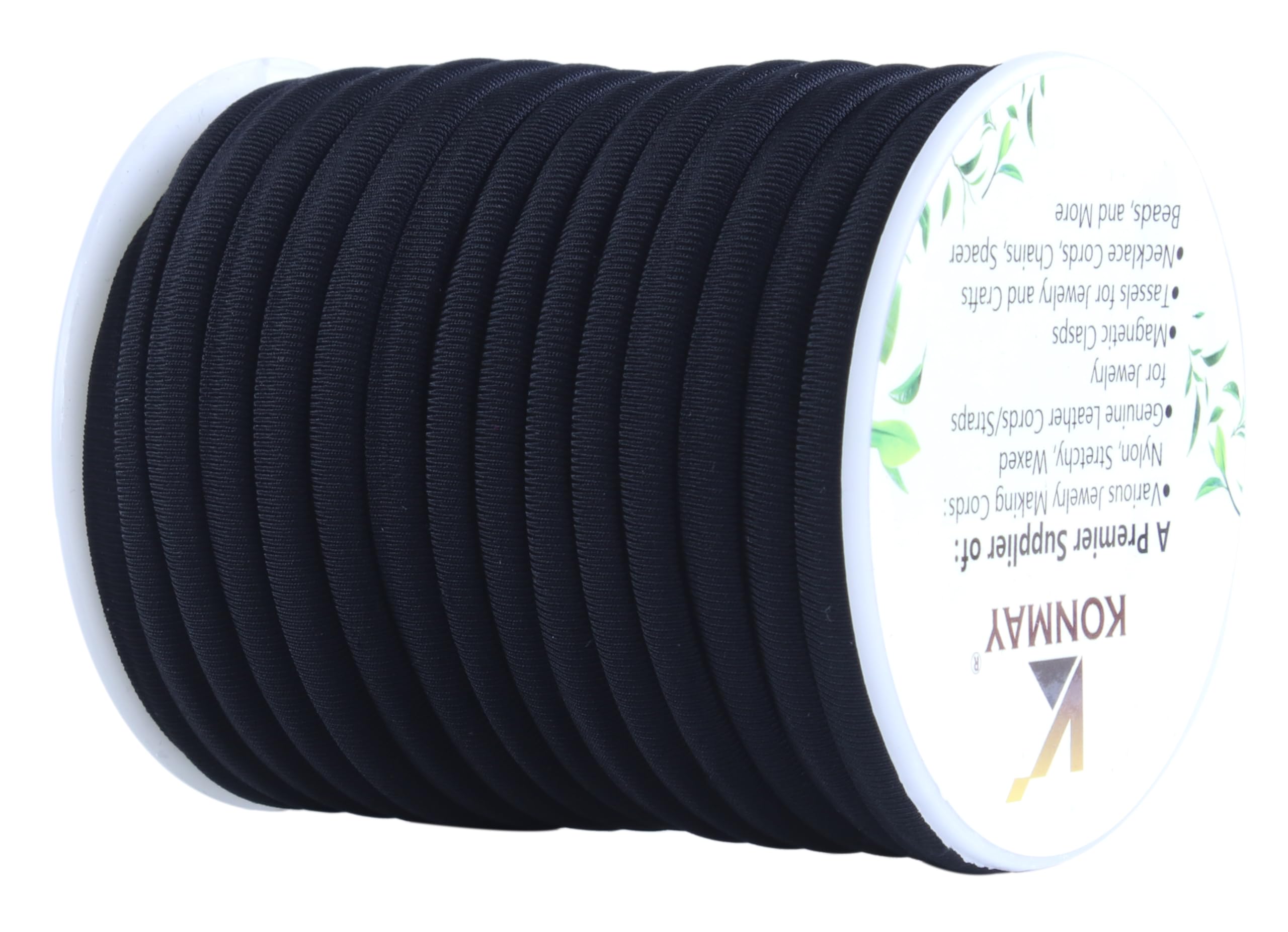 KONMAY Stretchy Polyester Spandex Cord, 18 Meters 5.0mm Soft Skinny Stitched Elastic String for Jewelry Making, Sewing, and Crafting