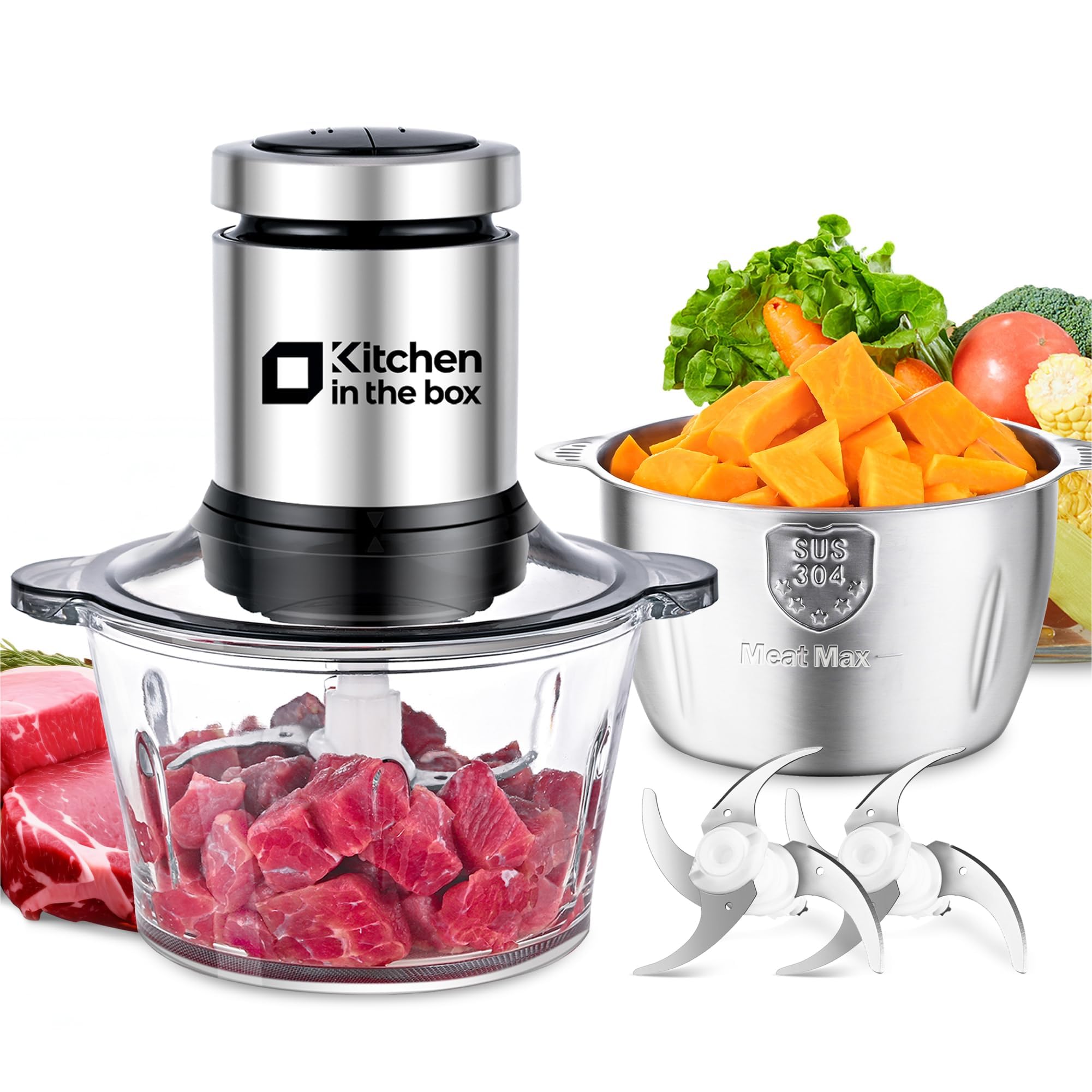 Kitchen in the box フードプロセッサー MG01 Kitchen in the box MG01 Food Processor Meat Grinder 8 Cup+8 Cup 2