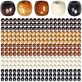 400Pcs Large Hole Wooden Craft Beads, 12x11mm Natural Barrel Wood Loose Beads Spacer Beads Big Hole Beads Assorted for Jewelry Making Decoration Bracelet DIY Handmade