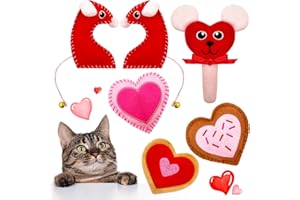 Lepawit 6 Pack Valentine's Day Cat Toys, Catnip Toys with Bells, Heart Shape Valentines Day Gifts for Indoor Cats & Kitten & Kitty