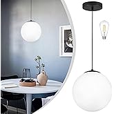 KoKo&Yukina 10" Globe Pendant Light Black Mid Century Pendant Light Mid Century Adjustable Hanging Light Fixture Matte Black 