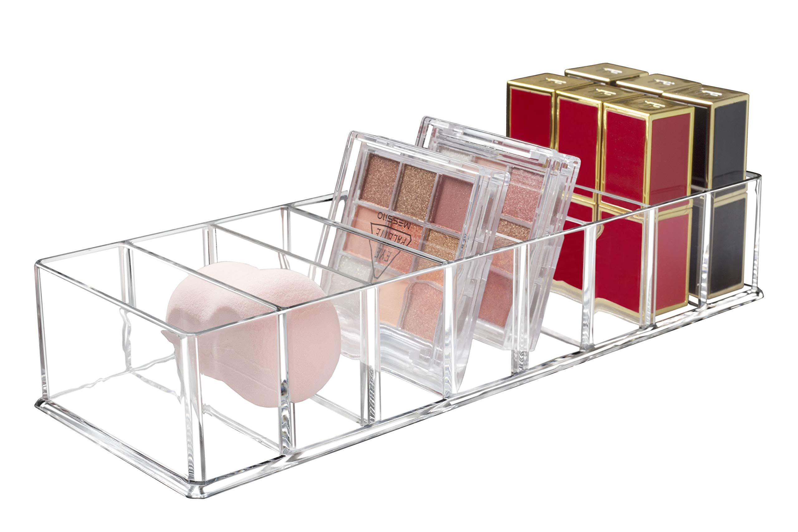Seitop Detachable Makeup Organiser, 8 Compartments Clear Acrylic Cosmetic Storage Organizer Jewellery Display Boxes Drawer Organizers Case for Dresser Vanity Bathroom Kitchen