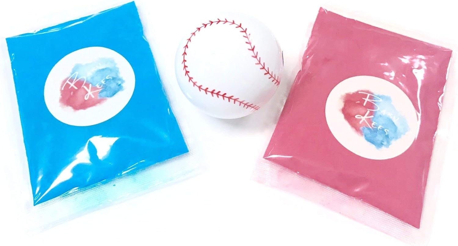 Pink And Blue Baby Gender Revealing Surprise Pbc Products Gender Reveal Baseball Set Of 2 Exploding