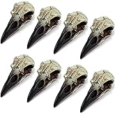 Geetery 8 Pcs Halloween Raven Skull Figurine Scavenger Gothic Crow Hanging Wall Sculpture Resin Raven Skull Statue for Home Faux Bird Bone Jewelry Necklace Decor (2.36 Inch)