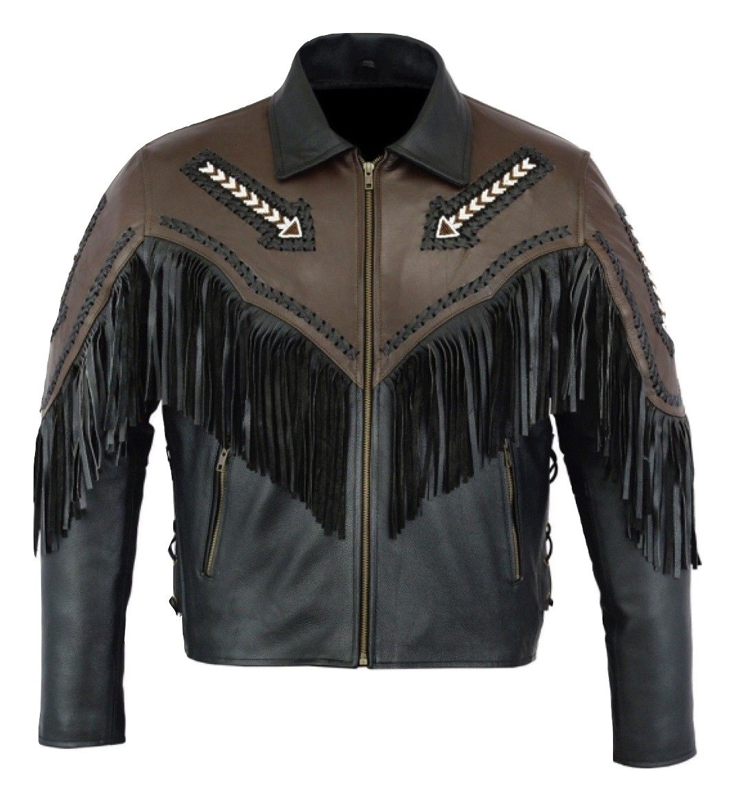 LEATHERAY Men's Fashion Western Genuine Cowboy Jacket Native American Wears Fringed & Beaded Jacket 