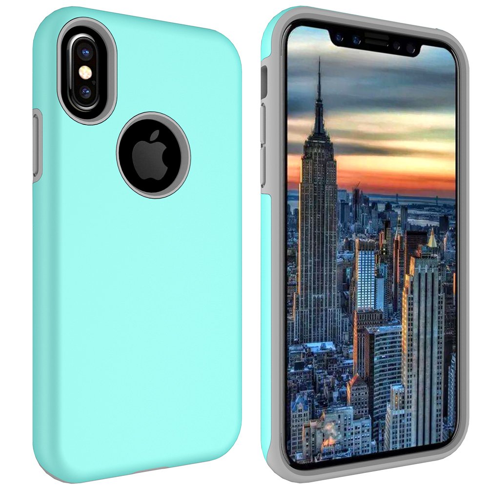 iPhone X Case, MagicSky Slim Corner Protection Shock Absorption Hybrid Dual Layer Armor Defender Protective Case Cover for Apple iPhoneX - Cyan