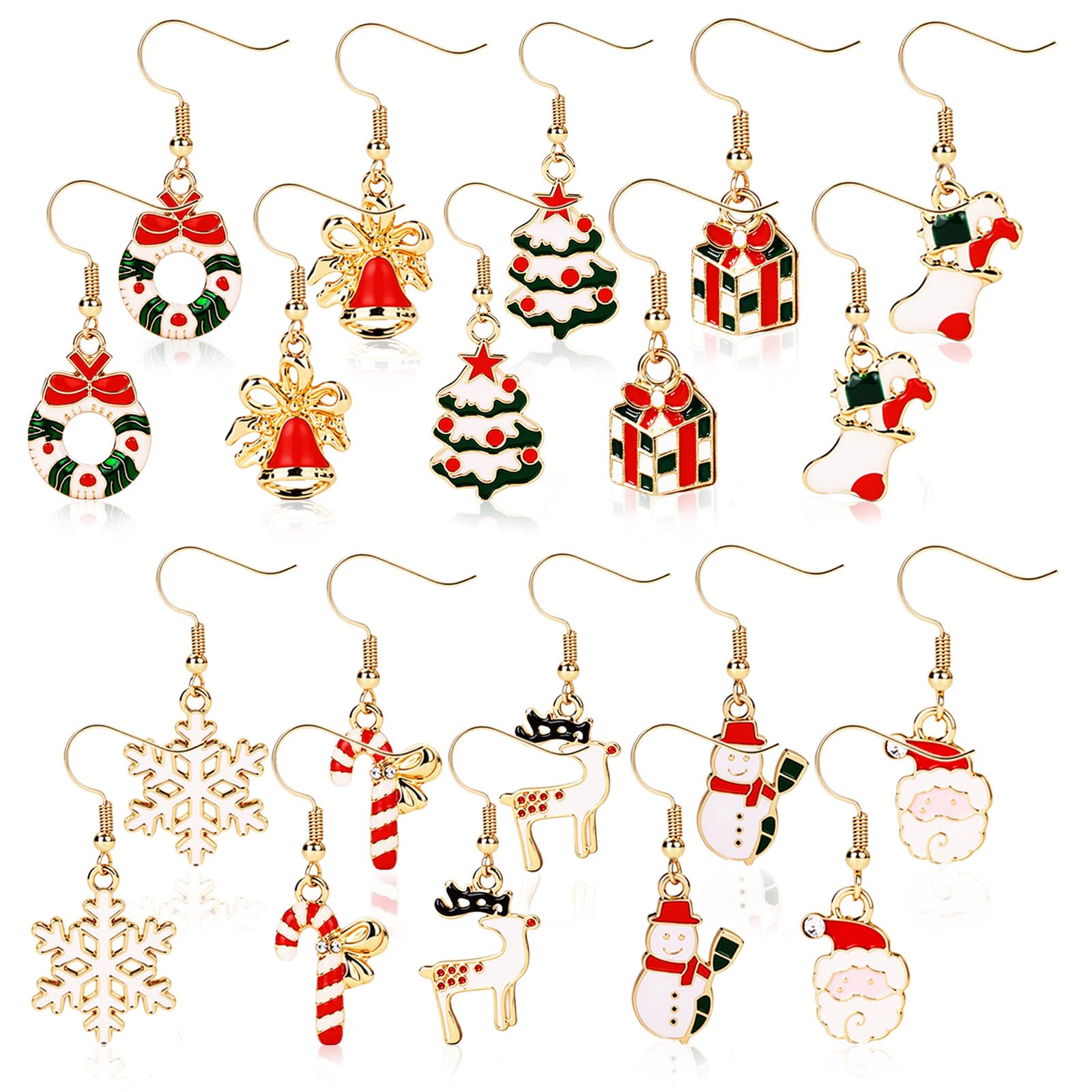 Naler 10 Pairs Christmas Earrings Christmas Drop Dangle Earrings For Women Jewellery Set Gifts for Women Girls Kids Xmas Party Decoration Costume