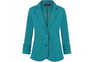 Unifizz Womens Casual Work Office Blazer Pockets Buttons Suit Jacket 3/4 Sleeve